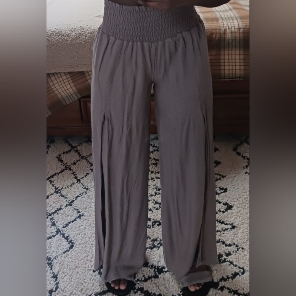 Rewash Taupe Wide Leg High Waist Pants